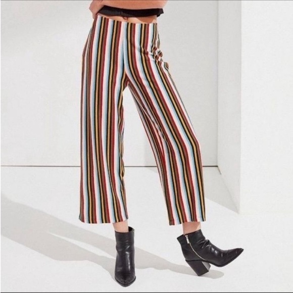 Urban Outfitters Striped High Rise Wide Leg Crop Pants - Picture 1 of 8